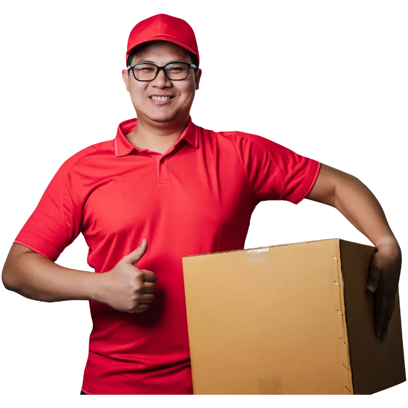 man holding a packing box